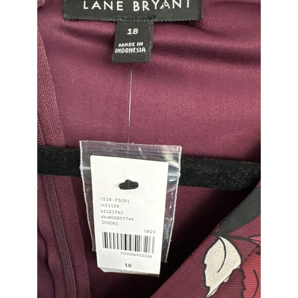 Lane Bryant Purple Floral Peplum Blouse Size 18 Long Sleeve V-Neck NWT - Picture 2 of 6